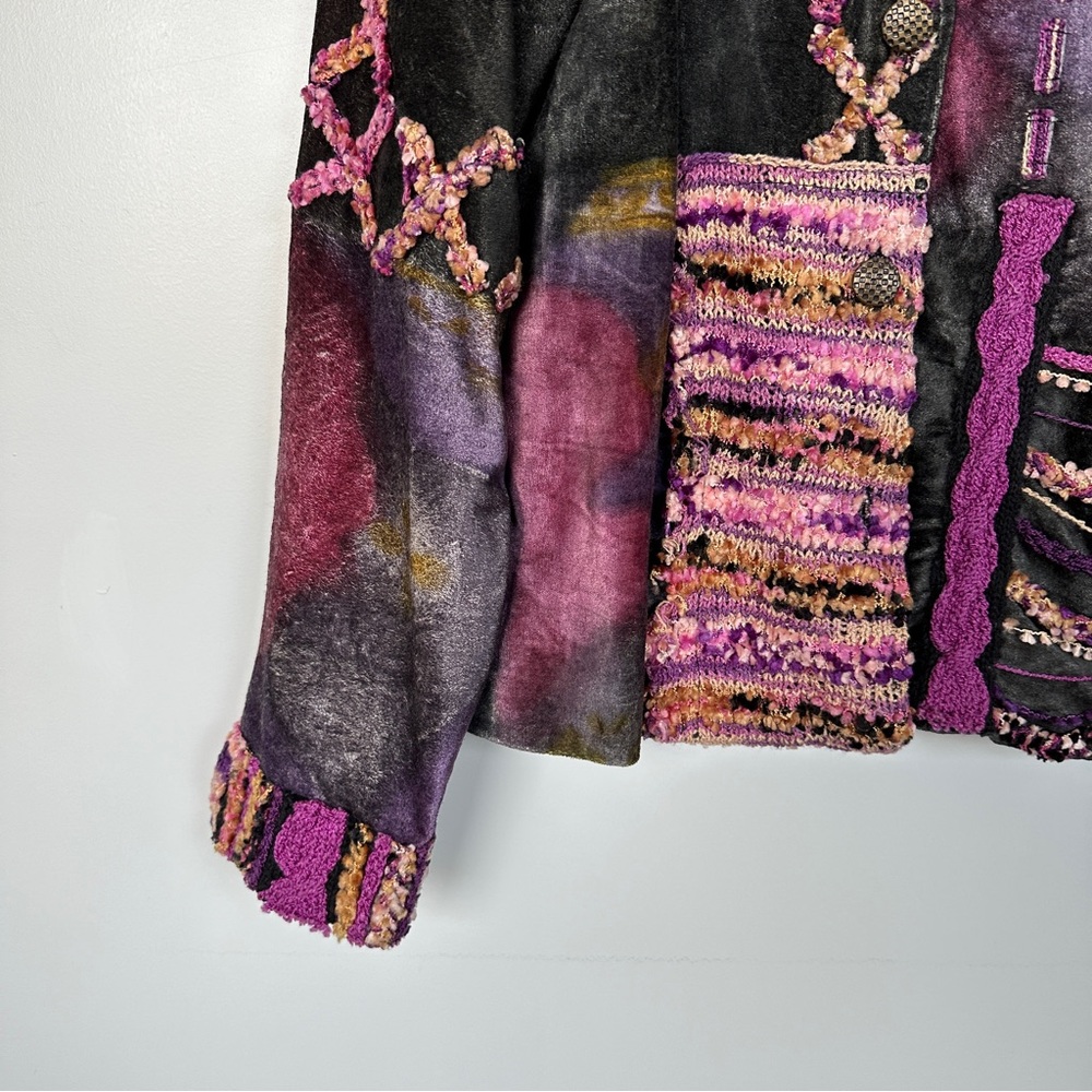 Vintage Sandy Starkman • Mixed Media Textured Ethnic Statement Piece Jacket - Picture 3 of 9